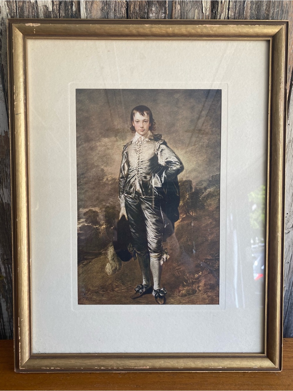 Antique artwork framed art The Blue Boy Gainsborough Huntington Library Piece